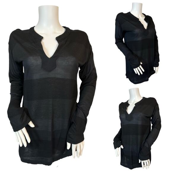 #T121 Splendid Burn Out Stripe Long Sleeve Shirt $79 - Picture 1 of 13